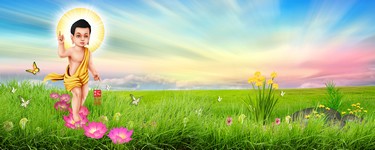 Hình Phật Đản Sanh Vesak Cảnh Thiên Nhiên 2 Không Chữ Phat Dan Vesak Buddha Baby Painting Landscsape Nature Background Blank